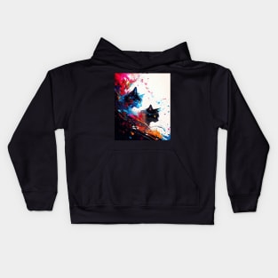 Abstract cat art digital painting Kids Hoodie